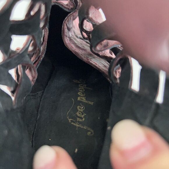 Free People Carrera Boots Women's 38 8 Red Leather Distressed Strappy Bootie - Picture 13 of 15